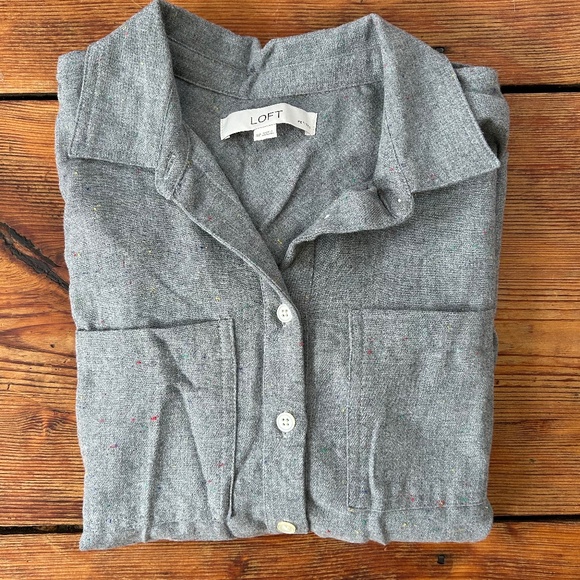 LOFT cotton flannel button down shirt - Picture 1 of 7